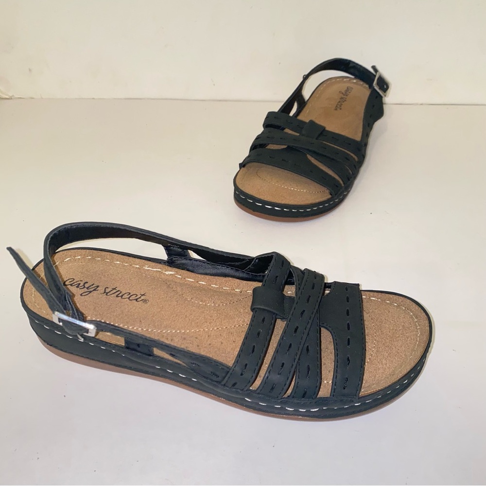 Easy Street Black Kehlani Cushioned Comfort Slingback Sandals